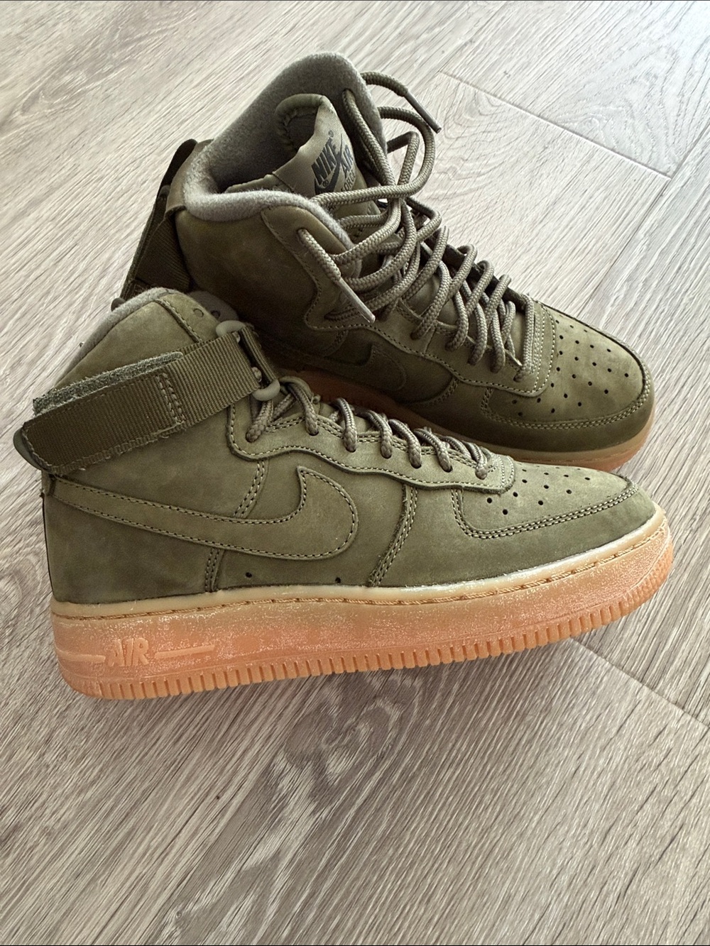 Nike Kid’s Air Force 1 High Olive Green with Gum Sole
